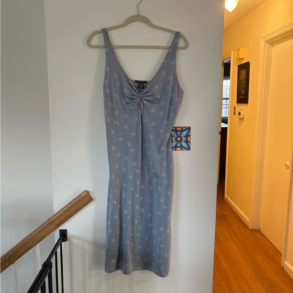 VINTAGE Y2K Banana Republic Light Blue SILK midi Dress - L